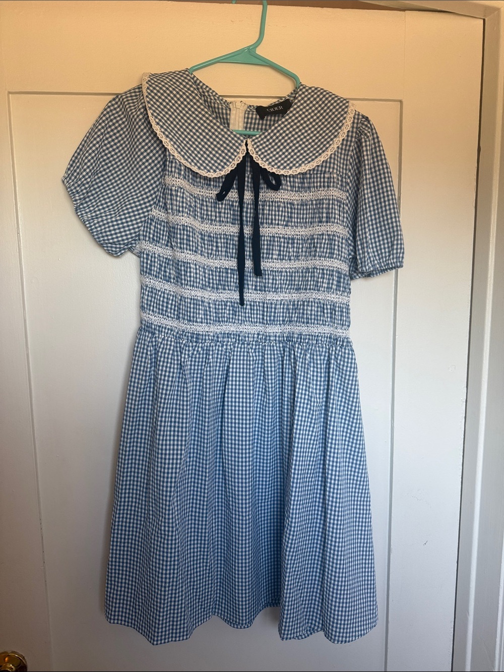 Cider Blue & White Gingham Peter Pan Collar Dress